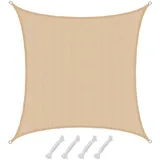 AMANKA Sonnensegel 4x4 m HDPE Quadrat Sonnenschutz Überdachung Garten Balkon Beige