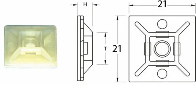 Bihr Zelfklevende bevestigingsmiddelen 21x21mm wit voor nylon kraag