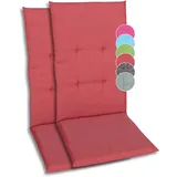 GO-DE Textil Bequeme und attraktive Polsterauflagen für Hochlehner-Gartenstühle (2er-Set, Uni rot, Hochlehner)