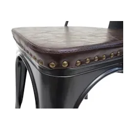 Mendler 2er-Set Esszimmerstuhl HWC-H10e, Küchenstuhl Stuhl Chesterfield Metall Kunstleder Industrial Gastronomie schwarz-braun