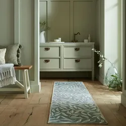 Kadima Design Maschinenwaschbarer Teppich `Clyde` - Florales Muster, 100% recycelt, leicht, grau-grün,. 60x230 cm