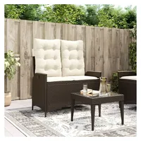 VidaXL Gartenbank Verstellbar mit Kissen Braun Poly Rattan