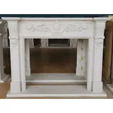 Casa Padrino Luxus Barock Kaminumrandung Weiß 165 x 32 x H. 127 cm - Prunkvolle Kamin Umrandung aus hochwertigem Marmor - Deko Accessoires im Barockstil