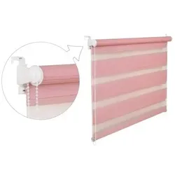 Doppelrollo Duorollo 85 cm breit 200 cm lang rosa inkl. Seilzug Fensterrollo Klemmrollo Jalousie