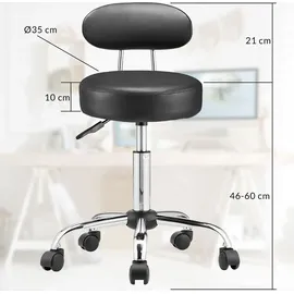 CASARIA Rollhocker mit Rückenlehne schwarz