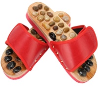 Natudeco Plantar Massagegerät Hausschuhe Fußreflexzonenmassage Hausschuhe Akupunktur Sandalen Fußmassagegerät Schuhe für Frauen Stressabbau Rote Farbe(37-38)