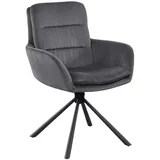 Livetastic Armlehnstuhl, Dunkelgrau, Textil, Drehkreuz, 60x89x64 cm, Sitzfläche 360° drehbar, Esszimmer, Stühle, Esszimmerstühle, Armlehnenstühle
