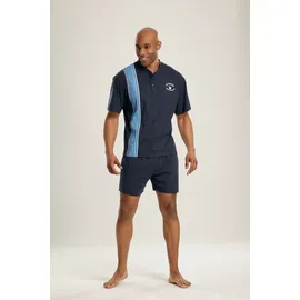LE JOGGER le jogger® Pyjama, (Packung, 4 tlg., 2 Stück), kurzer Schlafanzug mit V-Auschnitt le jogger® marine-blau | Gr. (S)
