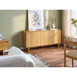 Beliani Sideboard mit 4 Türen Deloraine Hellbraun