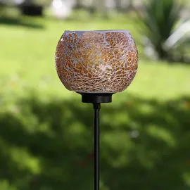 MARELIDA Windlicht Teelichthalter Deko Mosaik Gartenstecker Gartenstab orange
