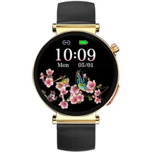 knauermann Neo 2 Rund 40 mm Gold Silikonarmband Schwarz
