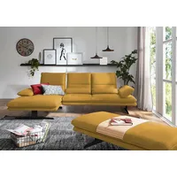 Ecksofa W.SCHILLIG "broadway, Designsofa mit tollem Sitzkomfort", gelb (kurkuma z69), B:291cm H:94cm T:164cm, Longlife Xtra-Leder Z69: Das feinnarbige, gedeckte Softleder Z69 besticht durch seine außergewöhnliche Weichheit im trendigen u00bbVintage-Looku00ab, Hautstärke 0, 9 - 1, 1 mm, Sofas, Sitztiefenverstellung, Kopfteil- & Seitenteilverstellung, Breite 291cm