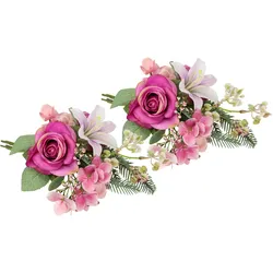 Kunstblume I.GE.A. "Kunstblumen-Strauß Rosen Lilien Hortensie", rosa, B:18cm H:35cm L:17cm, Polyester, Kunstpflanzen, Blumenstrauß Bouquet Blume Grabschmuck Aufleger Grabdeko