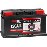 LANGZEIT AGM Batterie 120Ah 12V Solarbatterie Wohnmobil Batterie Bootsbatterie Mover Deep Cycle AGM zyklenfest wartungsfrei ersetzt 110Ah 100Ah