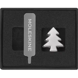 Moleskine Zeichen zum Anbringen am Notizbuch-Gummibandverschluss Weihnachtsbaum silberfarben