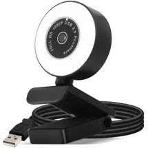 Avizar Webcam Ring Light USB 1080p Full HD Light Ring, mit Mikrofon - Schwarz - Schwarz