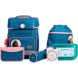 Schulranzen SCHOOL-MOOD "Champion Pro", Kinder, Gr. B/H/T: 30cm x 40cm x 23cm, mila (pferd) mit moodie naomi neugier, Polyester, Rucksäcke