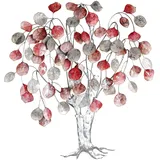 Casablanca modernes Design Casablanca Deko Wandobjekt Love Tree - Metall Bild XXL Baum mit Blätter - Wanddeko Wohnzimmer - Farben: Rot Grau Silber - 80 x72 cm