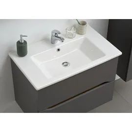 Saphir Waschtisch »Quickset Keramikwaschtisch mit Unterschrank, 75 cm breit« Waschplatz, Unterschrank mit Waschbecken, 2 Schubladen, grifflos grau