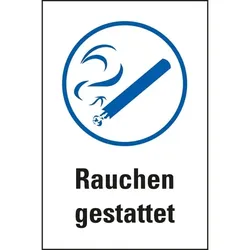 Aufkleber I Gebots-Kombischild Rauchen gestattet, praxisbewährt, Folie, selbstklebend, 100x150mm