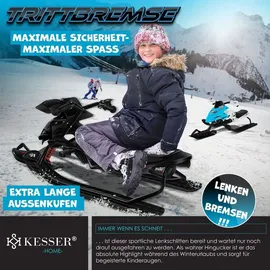 Kesser KESSER® Lenkschlitten mit 2 Fußbremsen Automatisches Zugseil Federung Kufenlenkung Bob Kinderschlitten Rodel Schlitten Skiboblenkschlitten