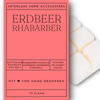 Interluxe Duftwachs Duftwachsblock Erdbeer & Rhabarber angenehm fruchtig duftend Waxmelt 100% pflanzlich Duftwachswürfel Wachs mit Duftöl
