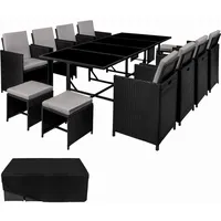 Tectake tectake® Rattan Sitzgruppe Palma 8+4+1 mit Schutzhülle