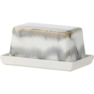 Bloomingville Butterdose Grau Weiß Keramik mit Deckel Butterglocke