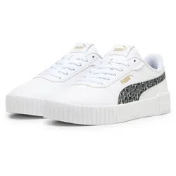 Sneaker PUMA "Carina 2.0 Animal Update Sneakers Mädchen", Kinder, Gr. 35.5, weiß (weiß mineral gray gold), Obermaterial: Textil, Synthetik; Futter: Textil; Innensohle: Textil; Laufsohle: Gummi, Schuhe