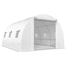 Outsunny Tomatenhaus Stahlrohr Weiß PE 3 mm 12 m2