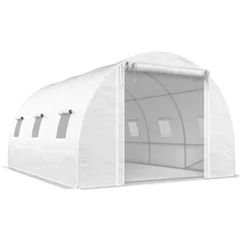 Outsunny Tomatenhaus Stahlrohr Weiß PE 3 mm 12 m2