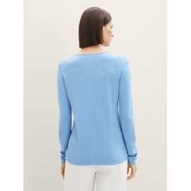 TOM TAILOR Damen Pullover mit V-Ausschnitt, blau, Uni, Gr. XL