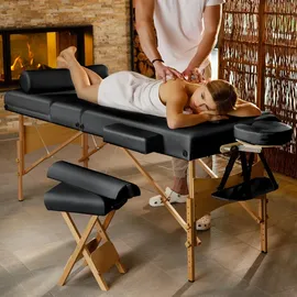 Tectake tectake® 3 Zonen Massageliege-Set, Somwang mit Holzgestell, 218 x 102 x 90 cm