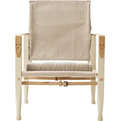 Carl Hansen - KK47000 Safari Chair inkl. Sitzkissen, Esche geölt / Leder Natur / Canvas Natur