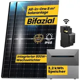 Stegpearl Balkonkraftwerk 2000W Balkon Solaranlage mit Speicher 3,2 kWh Anker Solix All in one, (3,2 kWh Anker SOLIX Solarbank E1600 PRO Smarter Zähler Ohne Montageset), Integriertem 800W Wechselrichter und APP & WiFi Einrichtungen schwarz