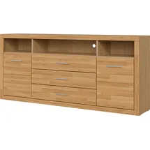 OTTO home Sideboard OTTO HOME "Ribe,180cm breit, Fronten Massivholz,7 Fächer", braun (eiche teilmassiv), B:180cm H:80cm T:35cm, Holz teilmassiv, Sideboards, Sideboard, Holz massiv, Holzwerkstoff, Metall Griffe,2Türen,3Schubladen