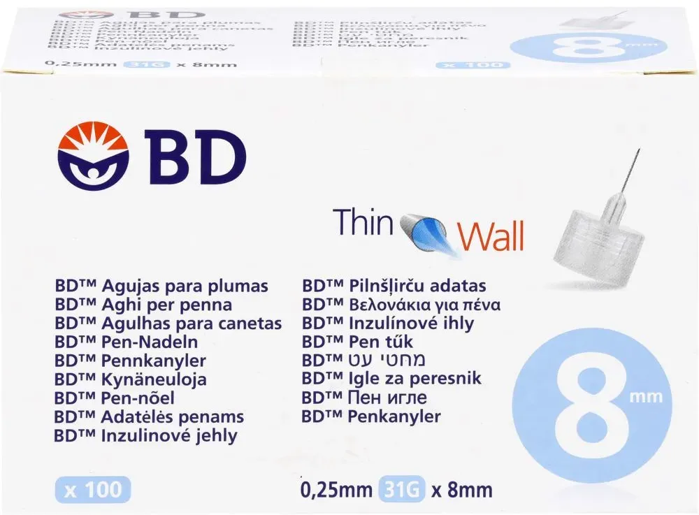 BD THIN Wall Pen-Nadeln 0,25 31 Gx8 mm 100 St