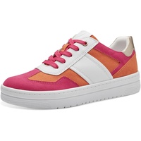 Marco Tozzi Damen Sneaker flach mit dicker Sohle Vegan, Mehrfarbig (White Pink), 38 EU