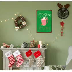 queence Metallbild »Christmas Cup«, Schriftzüge-Schriftzug-Weihnachten-Getränke, (1 St.), Stahlschilder queence Farbe Bild(er): rot