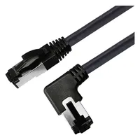 Maxtrack TI52-1L RJ45 Netzwerkkabel, Patchkabel CAT 8.1 S/FTP 1 m Schwarz 90° nach links gewinkelt,
