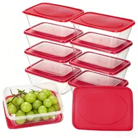 VINATO 10 Stück 520ml Frischhaltedosen mit Deckel, Dosen zum Einfrieren Wiederverwendbarer für Lebensmittel,Gefrierdosen Set, BPA-frei,Stapelbar, Mikrowellen Gefrierschrank Spülmaschinengeeignet(Rot)