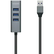 AISENS A106-0507 HUB USB 3.0 Typ A/M-4xTyp A/H, grau, 10 cm