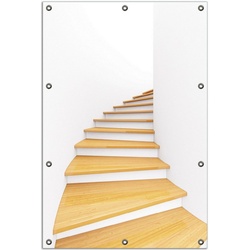 Wallario Sichtschutzzaunmatten Wendeltreppe aus hellem Holz braun 80 cm x 120 cm