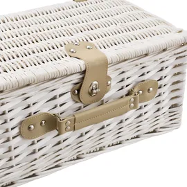casa.pro Picknickkorb mit Besteck-Set für 4 Personen 40 x 19 x 40 cm Weiß