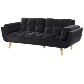 Beliani Schlafsofa 3-Sitzer ASBY Samtstoff Schwarz