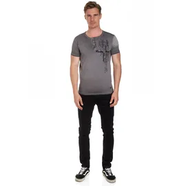 RUSTY NEAL T-Shirt RUSTY NEAL, Herren, Gr. 3XL, grau (anthrazit), 100% Baumwolle, mehrfarbig, normal, Rundhals, Shirts T-Shirt, mit schicker Knopfleiste