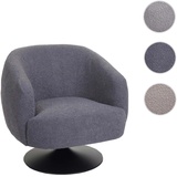 Mendler Lounge-Sessel HWC-J76, Cocktailsessel Sessel drehbar, Bouclé Stoff Metall ~ dunkelgrau