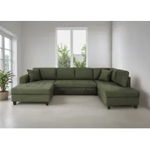 trends by hg "Moritz U-Form, B: 324 cm", d508 enjoy new 47 wintermoss, B:324cm H:86cm T:178cm, 92% Polyester;8% Nylon, Sofas, Wohnlandschaft, mit Bettfunktion, Bettkasten & Zierkissen