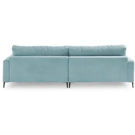KAWOLA Ecksofa Cara Cord Recamiere links hellblau