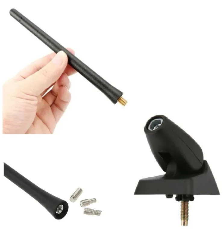Kurze sportliche 17,5 cm FM/AM-Antenne mit Befestigungsfuß zur Montage für Peugeot 106 206 206+ 306 405 406 806 Expert Partne